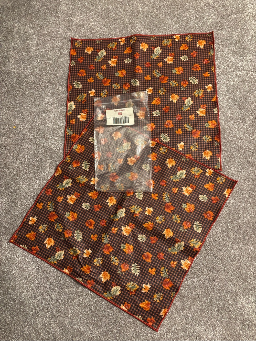 Longaberger Fall Gingham Napkins in Package Never Used